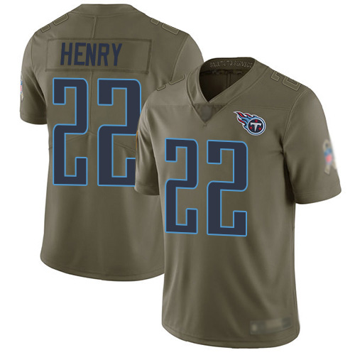 Tennessee Titans Limited Olive Men Derrick Henry Jersey NFL Football #22 2017 Salute to Service->youth nfl jersey->Youth Jersey